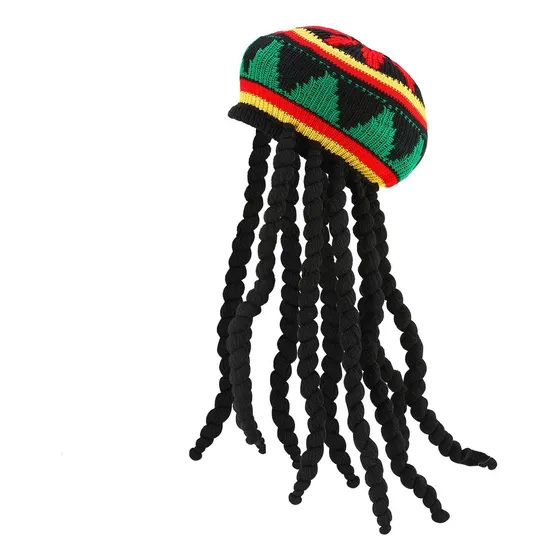 Gorro De Rasta Con Pelo Largo Negro Divertido Rasta 46cm