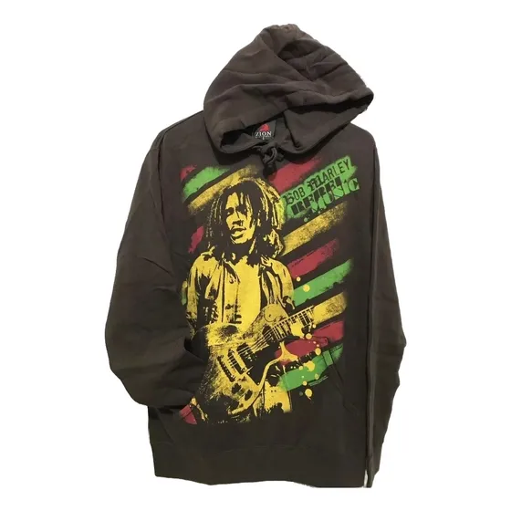 Sudadera Bob Marley Cafe Cerrada Impresa Con Gorro Original