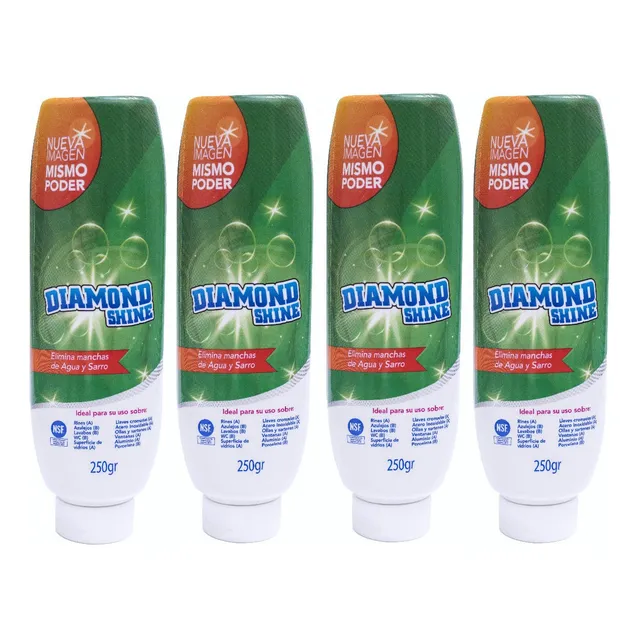 Quita Sarro,manchas De Agua,vidrios, Diamond Shine Pac 4 Pz