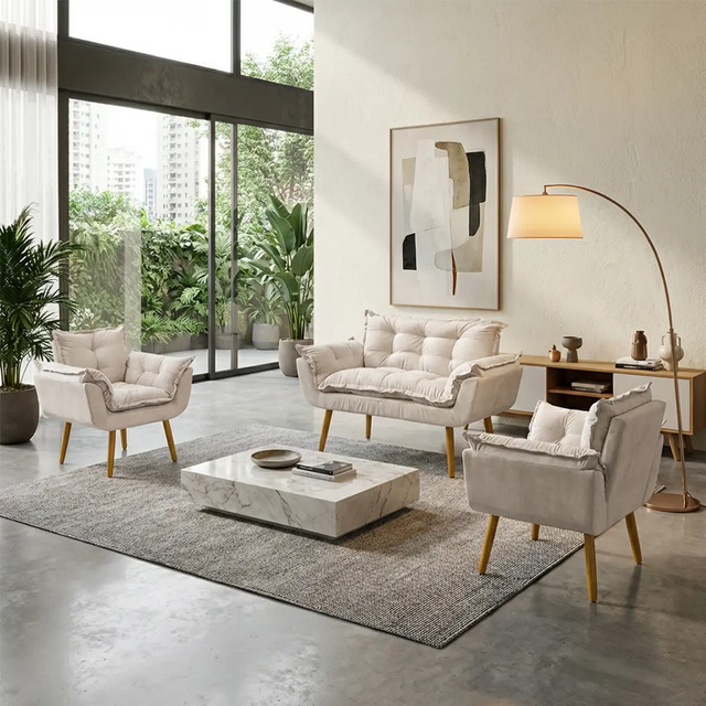 🤓Kit Namoradeira e 2 Poltronas Alice Decorativas Para Sala Recepção Consultório Escritóri...