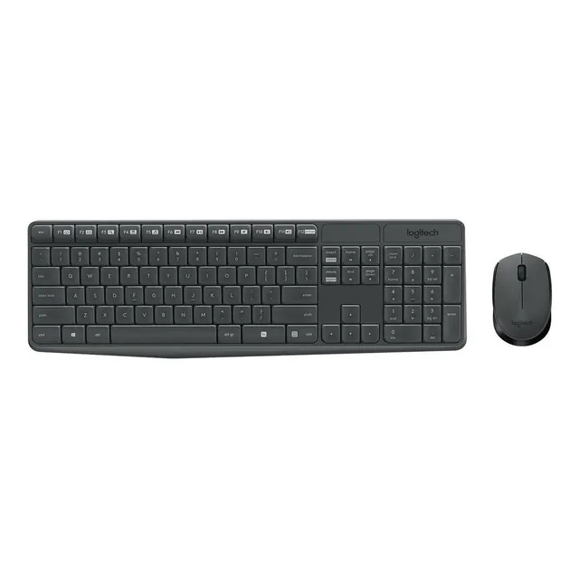 Kit Teclado Y Mouse Inalambrico Logitech Mk235 Color del teclado Negro