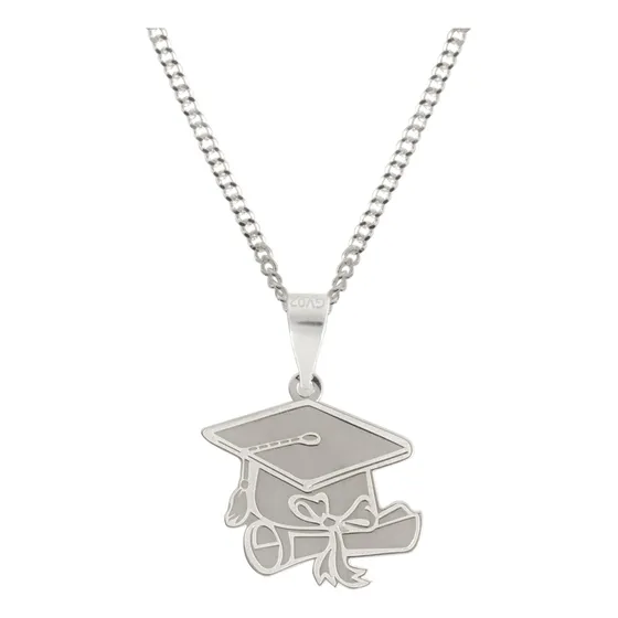 Dije Birrete Graduación Con Cadena Plata 925 Personalizado