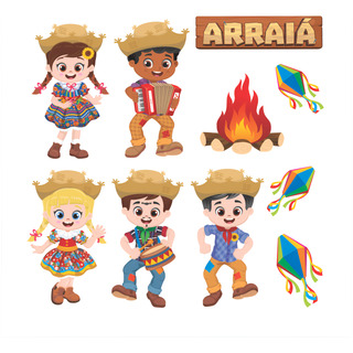 Kit Decorativo Com Painéis Coloridos - Festa Junina E Arraiá Kit Decorativo Com Painéis Coloridos - Festa Junina E Arraiá