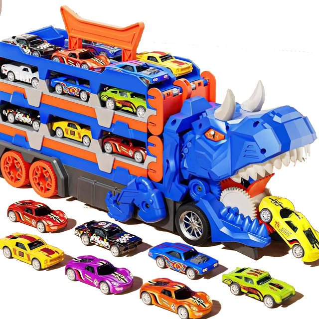 Pista Dinossauro 2 Em 1 Caminhão + 6 Carrinhos Infantil Pista Dinossauro 2 Em 1 Caminhão + 6 Carrinhos Infantil