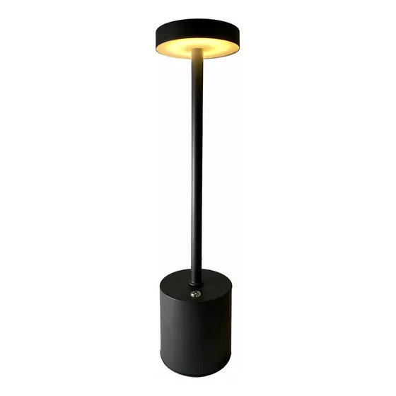 Lampara Velador Led Recargable Usb Tactil De Mesa Moderno Estructura Negro Pantalla Blanco