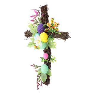 Corona Cruzada De Flores Falsas De 21 Cm Para Decoración Del Corona Cruzada De Flores Falsas De 21 Cm Para Decoración Del