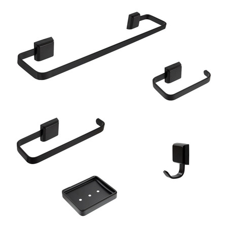 Acessórios Para Banheiro Preto Lavabo 5 Peças Luxo Inox Acessórios Para Banheiro Preto Lavabo 5 Peças Luxo Inox
