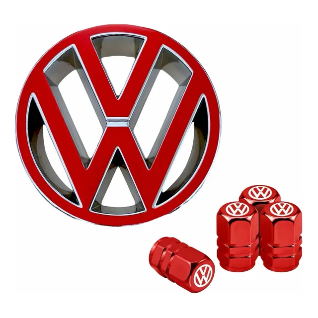 Emblema Parrilla Jetta A2 A3 Con Tapón Válvula 4pz Rojo