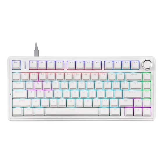 Teclado Gamer Mecánico Aula F75 Cableado Usb Blanco Sw Red Blanco Inglés Interna