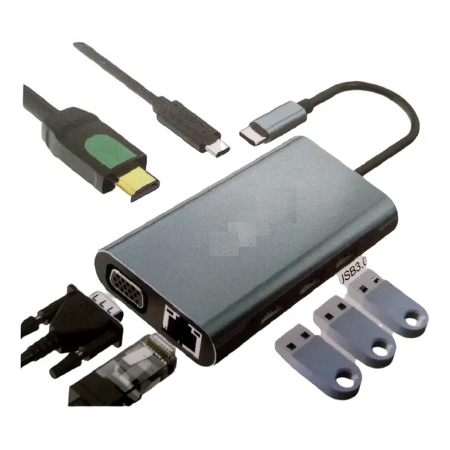 Adaptador Hub Usb C 7 En 1 Usb 3.0 Rj45 Hdmi 4k