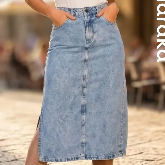 Saia Jeans Feminina Longa Midi Evangélica Cintura Alta