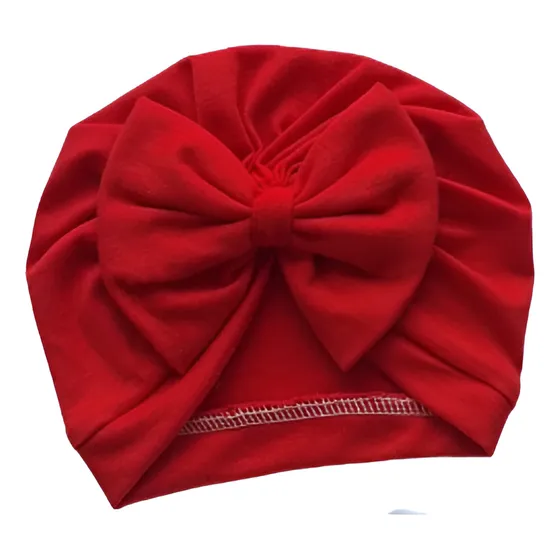 Gorro De Bebe Turbante Algodon Rojo 0 A 3 Meses Liso