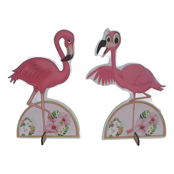 Flamingos Rosa Centro De Mesa  Kit 10  Display De  20 Cm