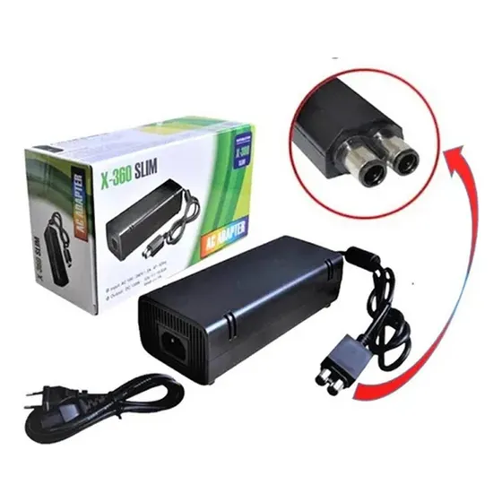Fonte Energia Compatível Com Xbox 360 Slim 2 Pinos Bivolt