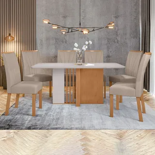 Conjunto Mesa 160cm Astrid Com Vidro E 6 Cadeiras Ce Conjunto Mesa 160cm Astrid Com Vidro E 6 Cadeiras Ce