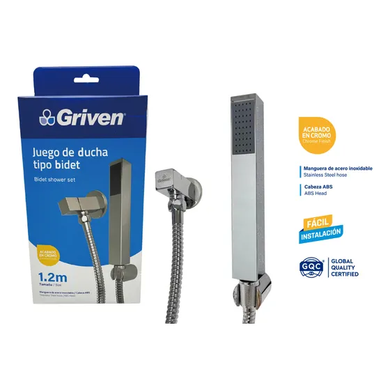 Ducha Telefono 1.2m Cuadrado Con Llave A Griven