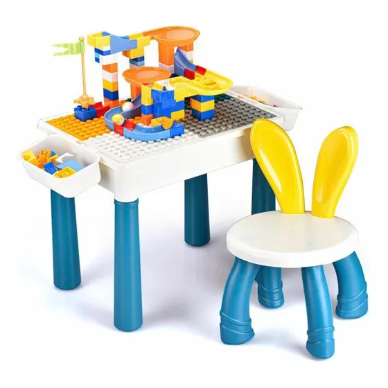 Set De Mesa Bloques Juguete 386pc Y Cajas Latera Para Niños