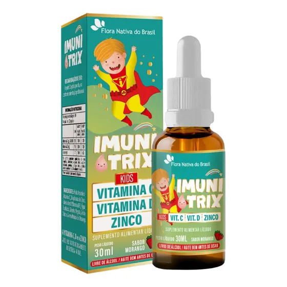 Imunitrix ( Vitamina C, D E Zinco) 30ml - Flora Nativa Sabor Morango