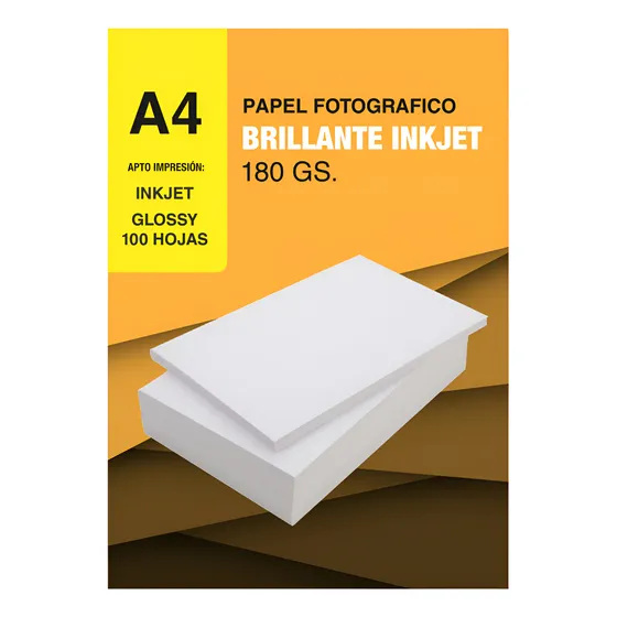 Papel Fotográfico Brillante Para Inkjet A4 180grs X100 Hojas