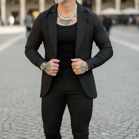 Conjunto Masculino Slim Fit Blazer Calça Social Premium Preto G