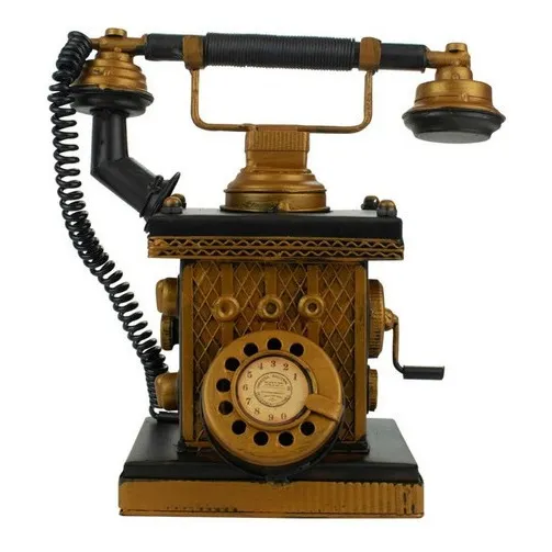 Telefone Decorativo Preto Antigo Cofrinho Retrô 23x12.5x23cm