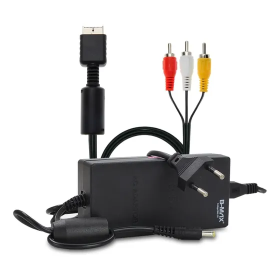 Kit Fonte Alimentação Ps2 Slim + Cabo Componente Áudio Vídeo