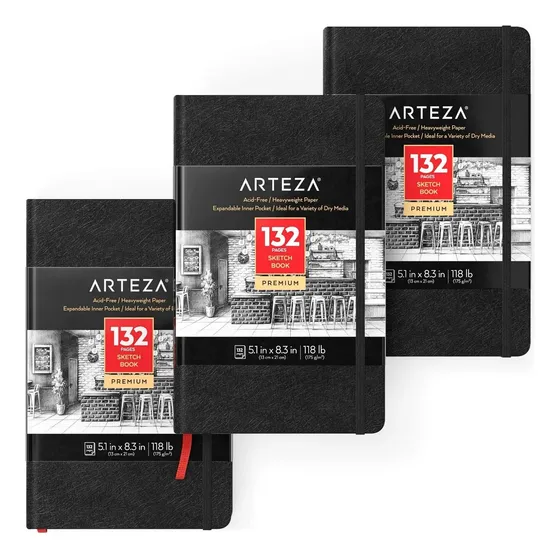 Arteza Cuaderno De Dibujo Sketchbook 5.1x8.3 Inch, 175gsm