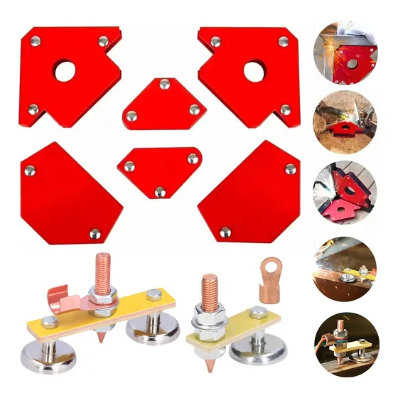 Kit 6 Escuadra Soporte Soldadura Tierra Abrazadera Magnética