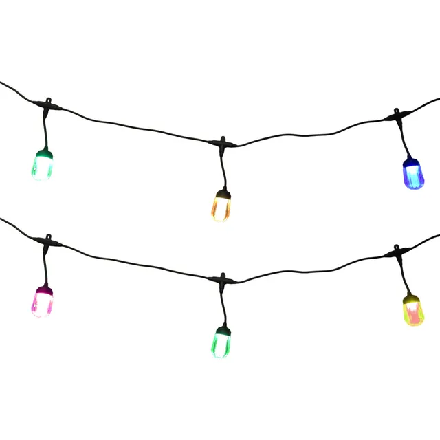 Serie Navideña Bombillos De Capsula Interconectable 5.3mt Luces Luz Fija Multicolor, Cable Negro