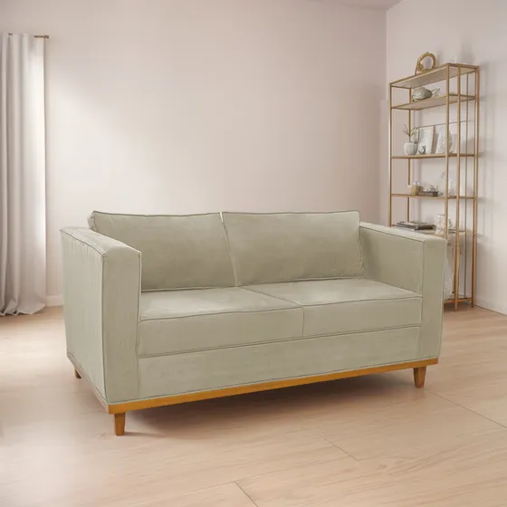Sofá 2 Lugares Europa Para Sala Linho Bege - Adj Decor