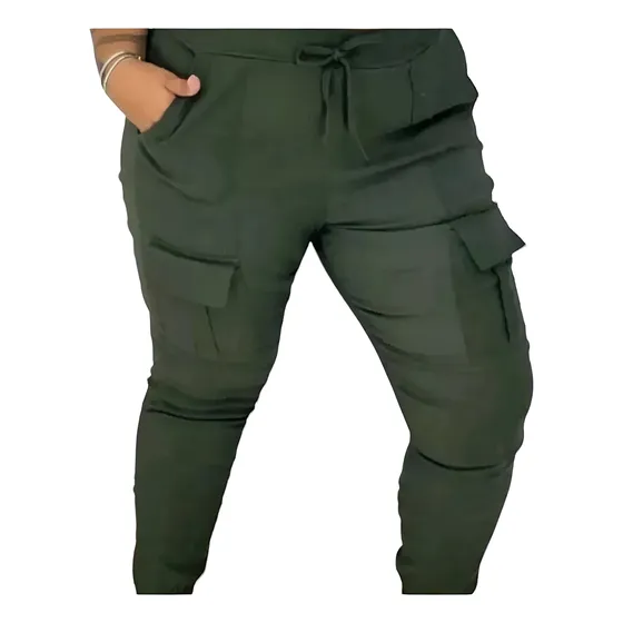 Pantalón Cargo Femenino Plus Size Skinny 