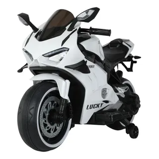 Mini Moto Elétrica P/ Criança 12v Branca Pedal Painel Luzes Mini Moto Elétrica P/ Criança 12v Branca Pedal Painel Luzes