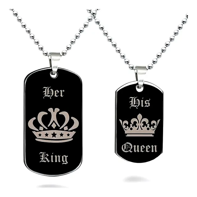 Collar Parejas Novios Corona Candado Rey Reina Aniversario