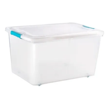 Caja Organizadora 38 Litros Con Ruedas Color Transparente Liso