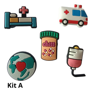Kit Com 5 Pins Botons Enfeite Para Crocs Médico Enfermeira Kit Com 5 Pins Botons Enfeite Para Crocs Médico Enfermeira