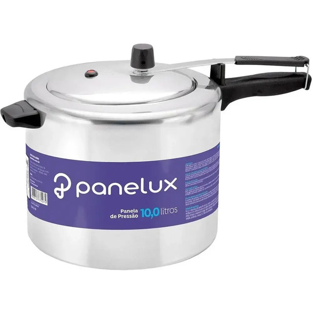 Panela De Pressão 10 Litros Panelux Classic Alumínio Polido Azul Panela De Pressão 10 Litros Panelux Classic Alumínio Polido Azul