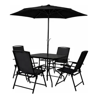Casa Lys Conjunto Para Jardim Com Mesa 4 Cadeiras Guarda Sol 180cm Ca