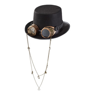 Sombrero Gótico Retro Steampunk Con Lentes Cadena Larga Sombrero Gótico Retro Steampunk Con Lentes Cadena Larga