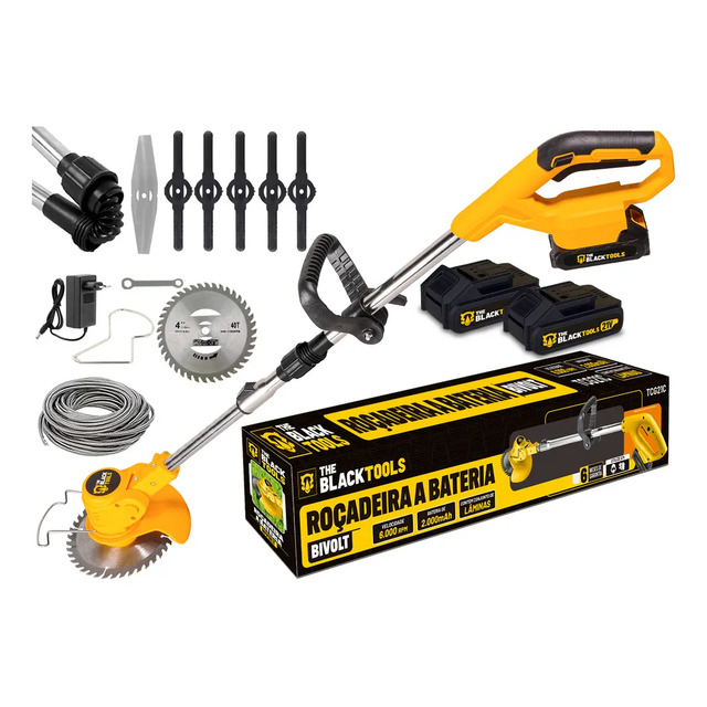 Roçadeira Aparador Grama 2 Baterias Recarregável 21v 750w Profissional Com Acessórios Tcg21cx-2b The Black Tools Roçadeira Aparador Grama 2 Baterias Recarregável 21v 750w Profissional Com Acessórios Tcg21cx-2b The Black Tools
