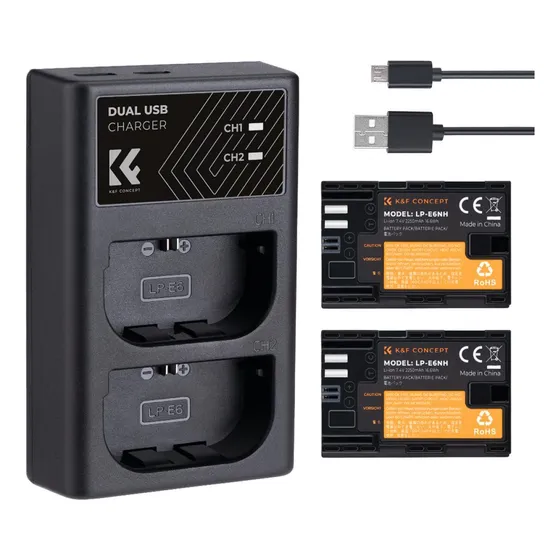 Cargador Dual + 2 Bateria Kf Concept Canon Lp-e6 2250mah