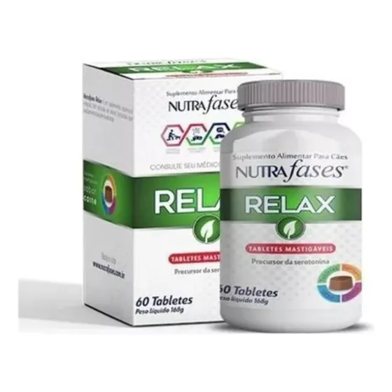 Nutrafases Relax Para Cães Cachorros Pote Com 60 Tabletes