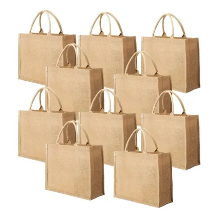 10 Bolsas Yute Para Regalo Personalizadas Compras Ecologicas Amarillo
