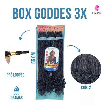 Cabelo Box Goddess Tranças Afro Pronto Para Aplicar 300gr Cor Castanho Escuro cor #2