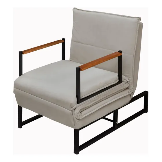 Neloja Poltrona Moderna Versati Estofada Descanso Do Papai Conforto Premium Reclinável Puff Vira Cama Solteiro Luxo Puff Retrátil Macia Extensão Sala E Quarto Pés Em Aço Escritorio Cor Bege