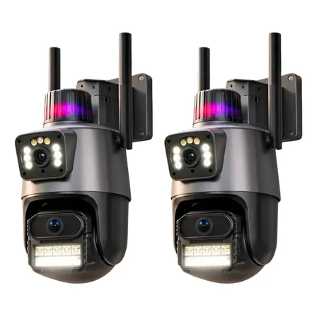Kit2 Câmera Segurança Ip Wifi Lente Dupla 6mp Alarme Yoosee Preto-app/yoosee-2pcs