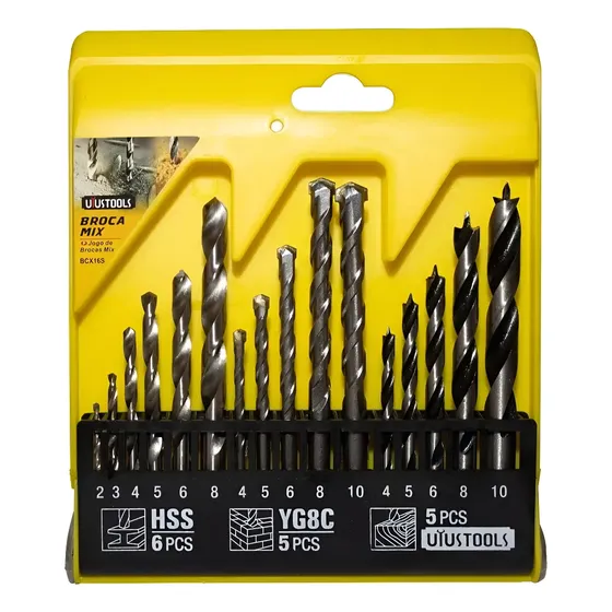 Juego De Brocas Para Madera Cemento Metal 16 Piezas