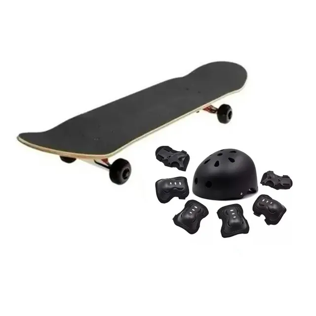 Skate Patineta Semi Profesional Con Lija Casco Y Protectores