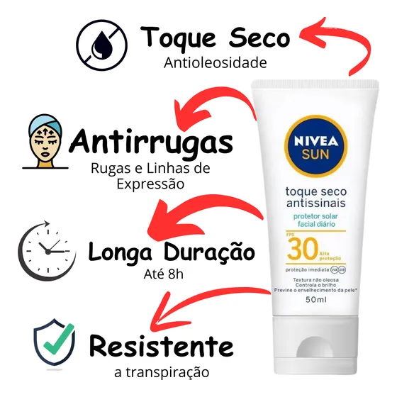 Protetor Solar Facial Nivea 30 Fps Antirrugas Toque Seco
