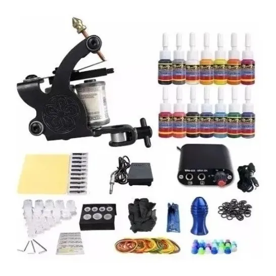 Kit De Tatuaje Tk102 Maquina Fuente Tintas Tattoo