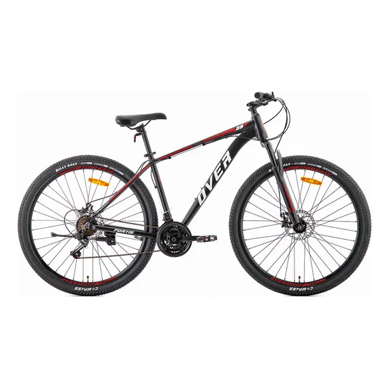 Bicicleta Mtb Overtech Fortis R29 Aluminio Full Shimano, 21 Velocidades, Freno a Disco, Con Suspensión, Color Negro/Rojo/Blanco, Tamaño del cuadro XL